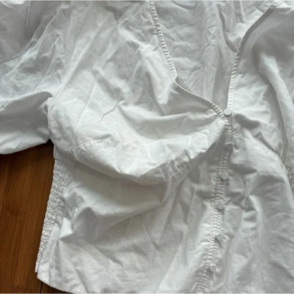 Abercrombie & Fitch White Puff Sleeve Blouse